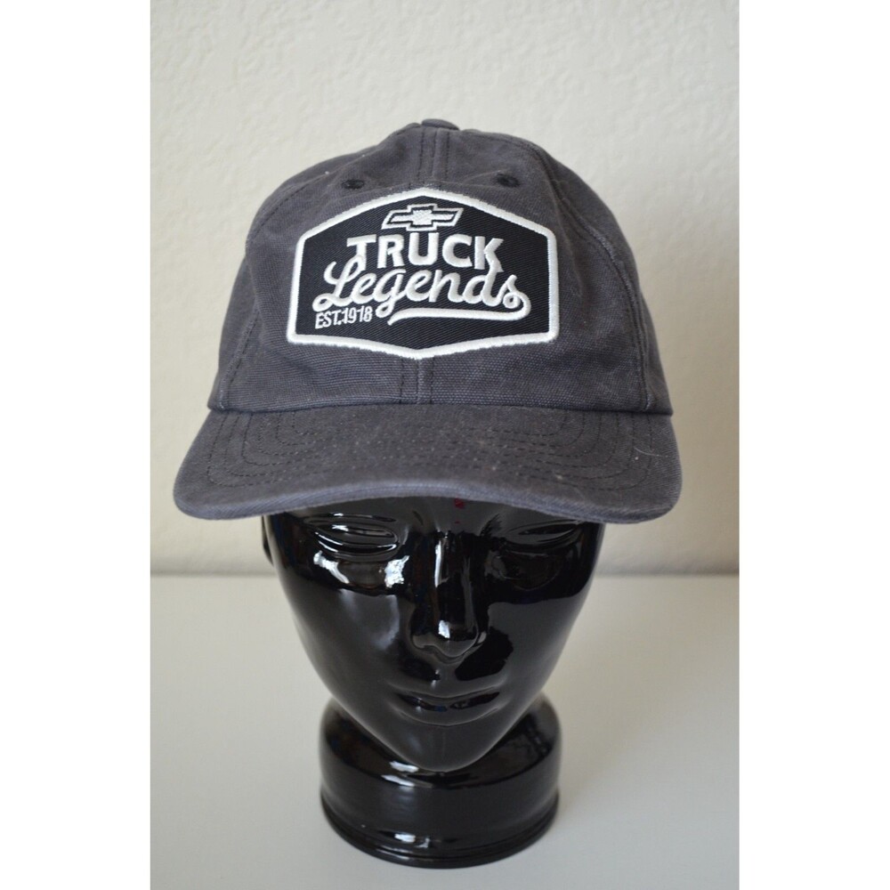 Chevy Truck Legends Hat Cap Gray Canvas Strapback Adjustable Made USA